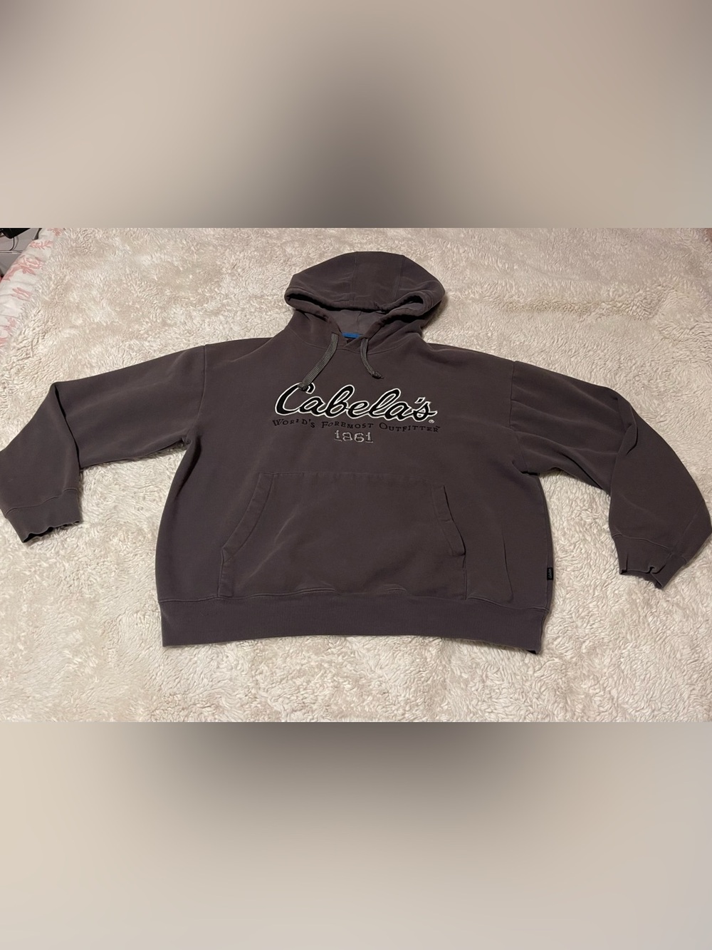 Cabelas Worlds Foremost Outfitter Hoodie Men's XL Taupe Fleece Pullover 1961